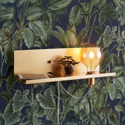 MARKSLOJD Applique tablette avec port USB en m&eacute;tal dor&eacute;e L50cm