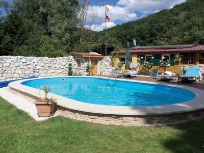 AQUALUX  - Piscine acier enterr&eacute;e ovale 1.20 x 7 x 3.50 m 31m3 - WM243