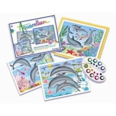 SENTOSPHERE Aquarellum - Dauphins - Grand mod&egrave;le