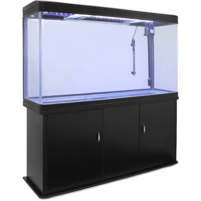 MONSTERSHOP Aquarium &agrave; bords Noir avec Meuble de Support Noir 