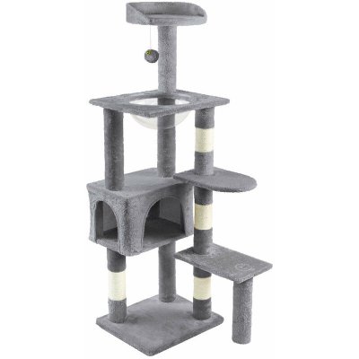 VOUNOT Arbre &agrave; Chat 138cm avec Griffoir Plateforme Niche et Capsule Spatiale gris