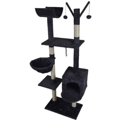 LOVE STORY Arbre &agrave; Chat avec 4 Plateformes et Jouets H160 cm Anthracite