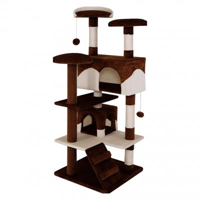 LIONTO Arbre &agrave; chat avec Griffoir - 62 x 62 x 130 cm - Marron/Beige