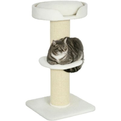PAWHUT Arbre &agrave; chat avec griffoir centre d'activit&eacute;s 2 plateformes coussin cr&egrave;me 
