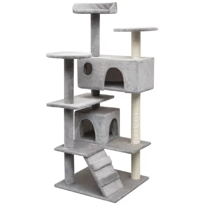 VIDAXL Arbre &agrave; chat avec griffoirs en sisal 125 cm Gris  Gris
