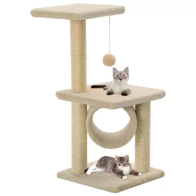 VIDAXL Arbre &agrave; chat avec griffoirs en sisal 65 cm Beige  Beige