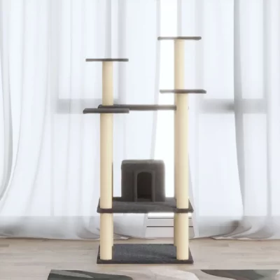 VIDAXL Arbre &agrave; chat avec griffoirs en sisal Gris fonc&eacute; 110 cm - 