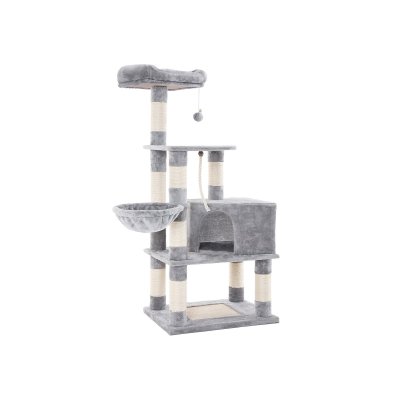 FEANDREA Arbre &agrave; chat avec griffoirs  peluche et gris clair PCT60W