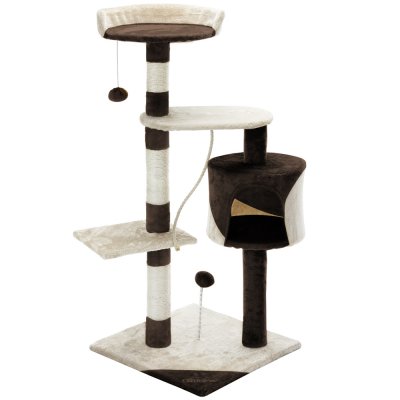 CADOCA Arbre &agrave;&nbsp;chat beige brun 3 plateformes avec griffoir