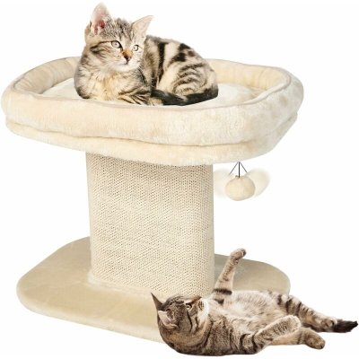 COSTWAY Arbre &agrave; Chat en Forme de Tour 50CM, Tour &agrave; Gratter en Sisal pour Chaton, Beige