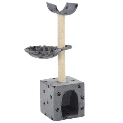 VIDAXL Arbre &Agrave; Chat Et Griffoir Sisal 105 Cm Empreintes De Pattes Gris