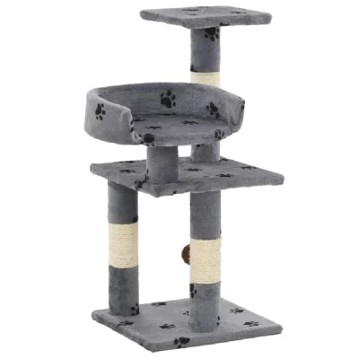 VIDAXL Arbre &Agrave; Chat Et Griffoir Sisal 65 Cm Empreintes De Pattes Gris