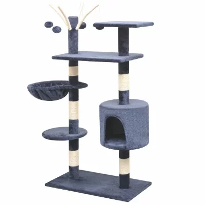 HELLOSHOP26 Arbre &agrave; chat griffoir grattoir niche jouet animaux peluch&eacute; en sisal 125 cm bleu fonc&eacute; 