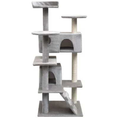 HELLOSHOP26 Arbre &agrave; chat griffoir grattoir niche jouet animaux peluch&eacute; en sisal 125 cm gris