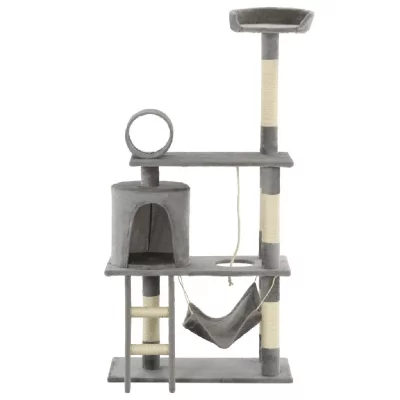 HELLOSHOP26 Arbre &Agrave; Chat Griffoir Grattoir Niche Jouet Animaux Peluch&eacute; En Sisal 140 Cm Gris  3702125