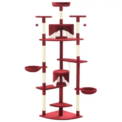 HELLOSHOP26 Arbre &agrave; chat  - 203 cm, rouge et blanc
