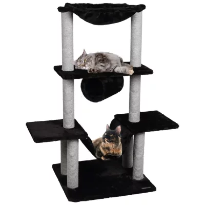 FLAMINGO Arbre &agrave; Chat Noir 60x57x122 cm Jouet Animaux de Compagnie Maison 