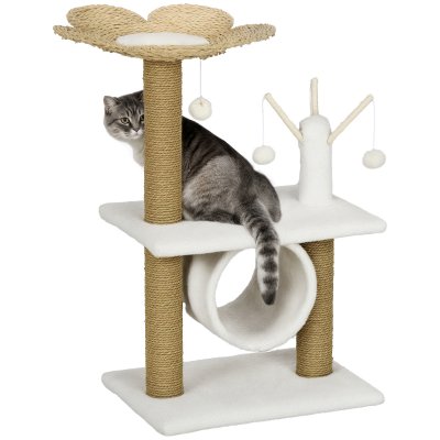 PAWHUT Arbre &agrave; chat Panneau de particules Marron