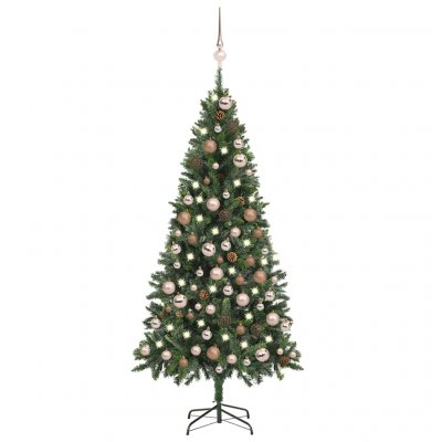 Arbre De No&euml;l Artificiel Pr&eacute;-&eacute;clair&eacute;/boules Pommes De Pin 180cm Vidaxl