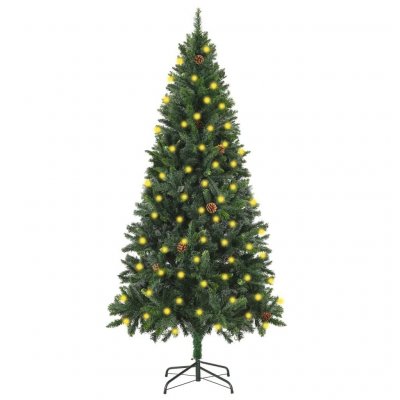 Arbre De No&euml;l Artificiel Pr&eacute;-&eacute;clair&eacute; Pommes De Pin Vert 180 Cm Vidaxl