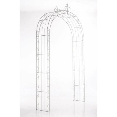 DECOSHOP26 Arche &Agrave; Rosiers Pour Jardin Rev&ecirc;tue De Fer Hauteur 260 Cm Blanc Vieilli Mdj10117