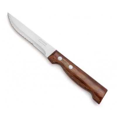ARCOS  Couteau &agrave; steak C&ocirc;te &agrave; l'os lame crant&eacute;e 11 cm - Bois Brun