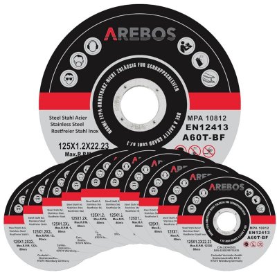 AREBOS  400 disques fins &agrave;&nbsp; tron&ccedil;onner l'acier inox &Oslash; 125 mm