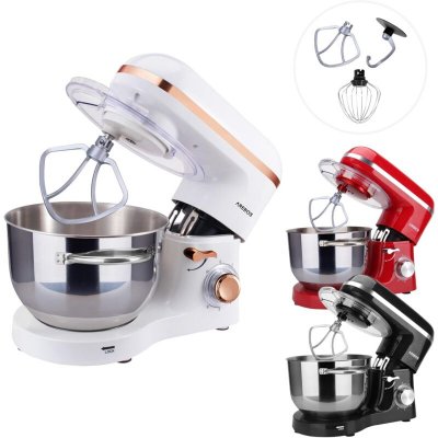 AREBOS  - Robot de Cuisine 1500W 6L Acier inoxydable-Bol m&eacute;langeur 6 &eacute;tapes Blanc