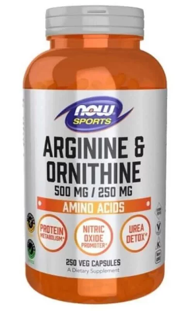 NOW FOODS Arginine/Ornithine 250 cap Standard  Acides Amines - BCAA