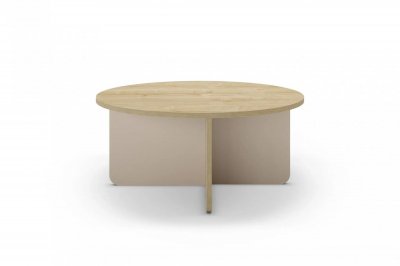 Aria - Table Basse Ronde 80cm En M&eacute;lamine - Beige