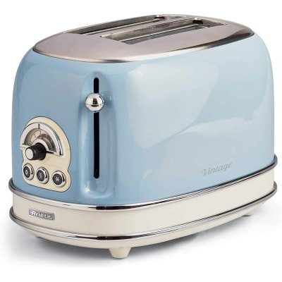 ARIETE  Grille-pain 2 fentes 815W Acier Bleu Vintage Retro Thermostat 6 positions