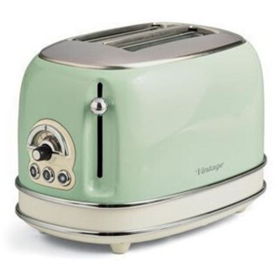 ARIETE  Grille-pain 2 fentes 815W Acier Vert Vintage Retro Thermostat 6 positions