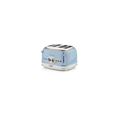ARIETE  Grille-pain 4 Fentes 1600W Ramasse-miettes Amovible Bleu R&eacute;tro
