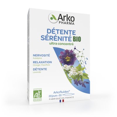 ARKOPHARMA  Arkofluides Arkofl D&eacute;tente Bio - Bo&icirc;te 20 ampoules de 10 ml