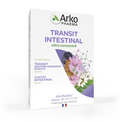 ARKOPHARMA  Arkofluides Arkofl Transit Bio - Bo&icirc;te 20 ampoules de 10 ml