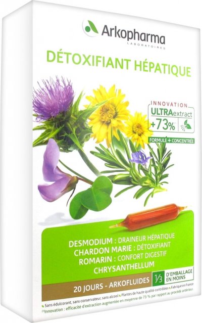 ARKOPHARMA  Arkofluides d&eacute;toxifiant h&eacute;patique bio bo&icirc;te de 20 ampoules