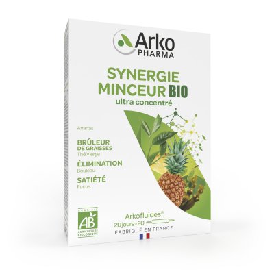 Arkopharma ARKOFLUIDES - Synergie Minceur Bio, 20 ampoules de 10ml