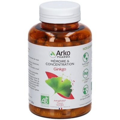 ARKOPHARMA  Arkog Ginkgo Bio - 150 Gel. - Bo&icirc;te 150 g&eacute;lules