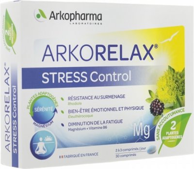 ARKOPHARMA  Arkorelax Stress Control - 30 Cp - Bo&icirc;te 30 comprim&eacute;s
