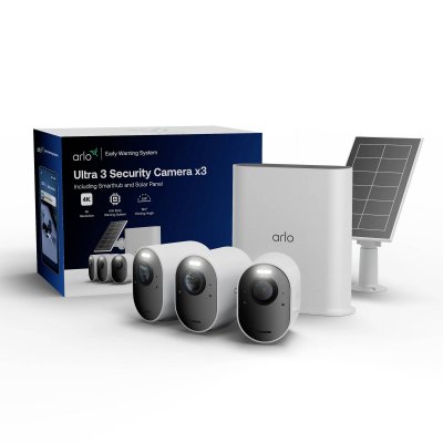 ARLO  Ultra 3 - Kit de 3 cam&eacute;ras WiFi ext&eacute;rieures - Panneau solaire