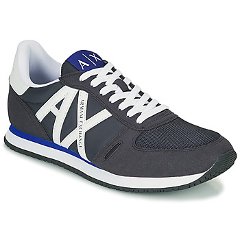 ARMANI EXCHANGE  pour homme. Chaussure de course r&eacute;tro avec logo bleu