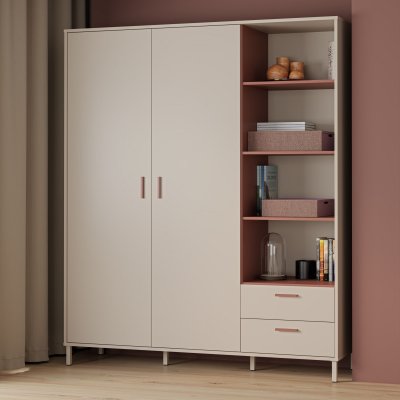 Armoire 2 portes AUCUNE MILLES Beige et Terracotta 168,4 x 52,9 x 201,6 cm