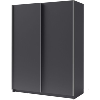 Armoire 2 portes coulissantes - collection gozu - coloris gris graphite - 150 x 198 x 62 cm 