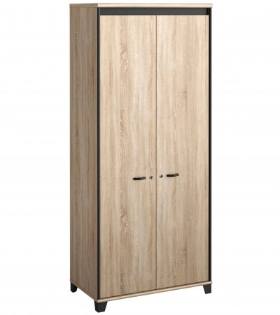 ARMOIRE 2 PORTES - INDUSTRIEL L:80 H:187 P:46 - D&eacute;cor Bois - MAMBO - 