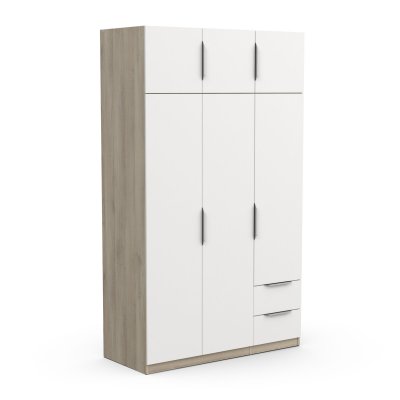 Armoire 6 portes - GHOST - Blanc et Ch&ecirc;ne - 119,4 x 51,1 x 203 cm -