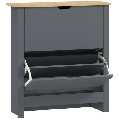 Armoire &agrave; chaussures 2 portes abattantes en bois naturel