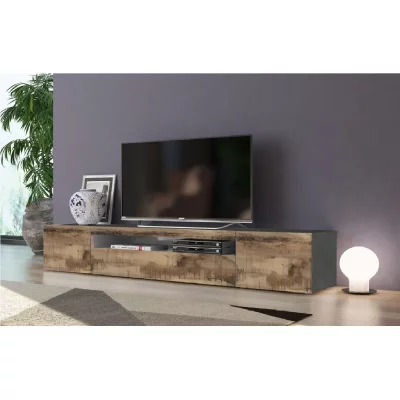 DMORA Armoire avec 3 portes effet bois ardoise et &eacute;rable 200x40h37