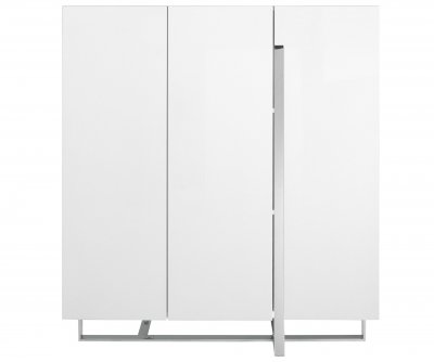 Armoire Blanc Brillant trois tiroirs avec pieds en acier