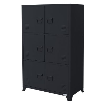 Armoire bureau anthracite 75x40x120cm acier classement 3 compartiments 6 portes 490011993