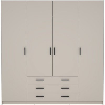 Armoire chambre VEGA Aucne 4 portes 3 tiroirs cachemire beige mat 195,5 cm